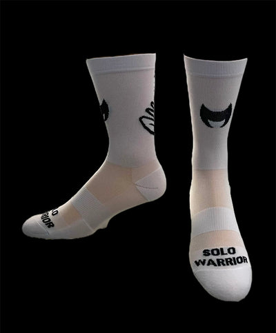 “Mamis” 6” White and black womens cycling sock with compression. .