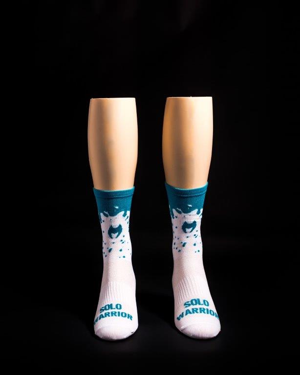 The Drip White/Mint 6" Men's & Women's cycling socks with compression.