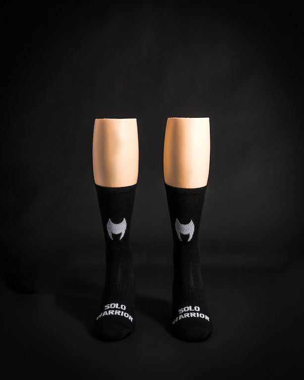 "LEG DAY" Black/white 6" men's and women's cycling sock with compression.