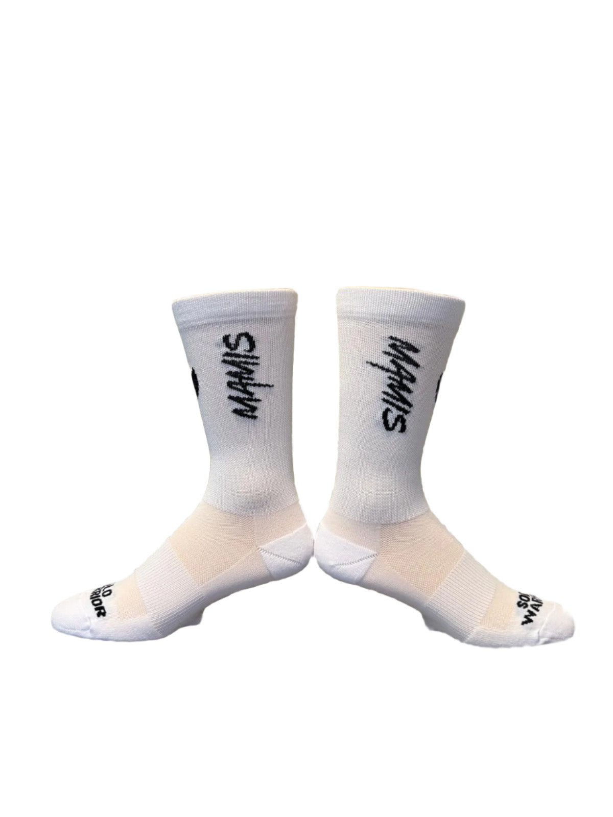 “The Mamis 2.0” 6” White and black womens cycling sock with compression.