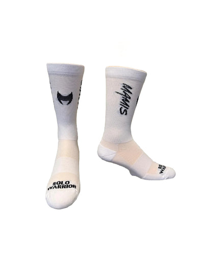 “The Mamis 2.0” 6” White and black womens cycling sock with compression.