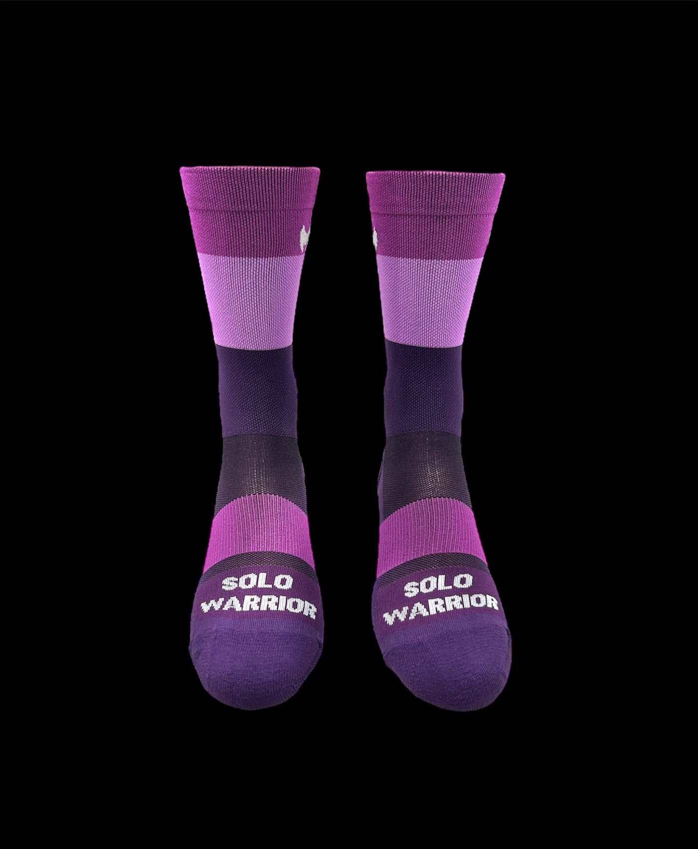 The ”Trio Purple” is a three shades of purple 6" men and women's cycling and running sock with compression.