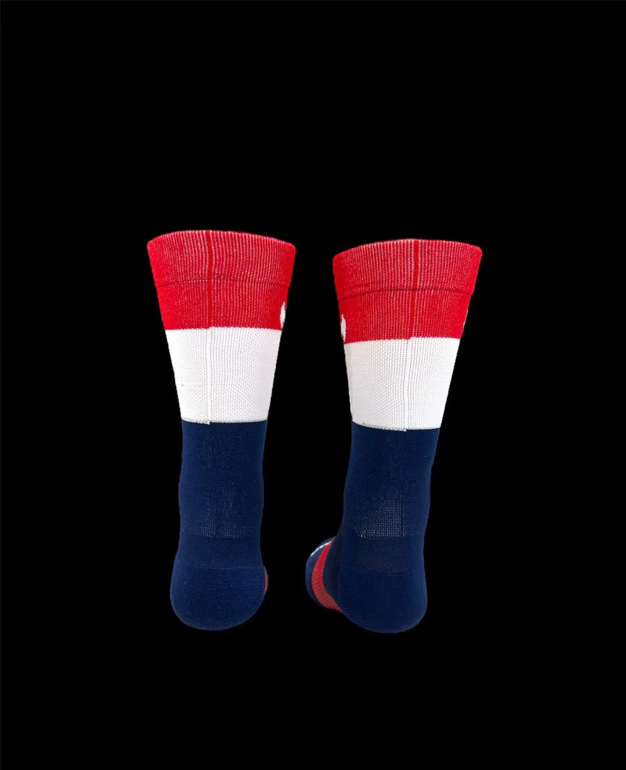 Women's Red & Blue Striped Athletic Socks