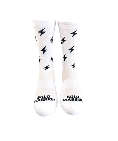 The Most “Electrifying White and Black” men’s and woman 6” compression cycling and running socks.
