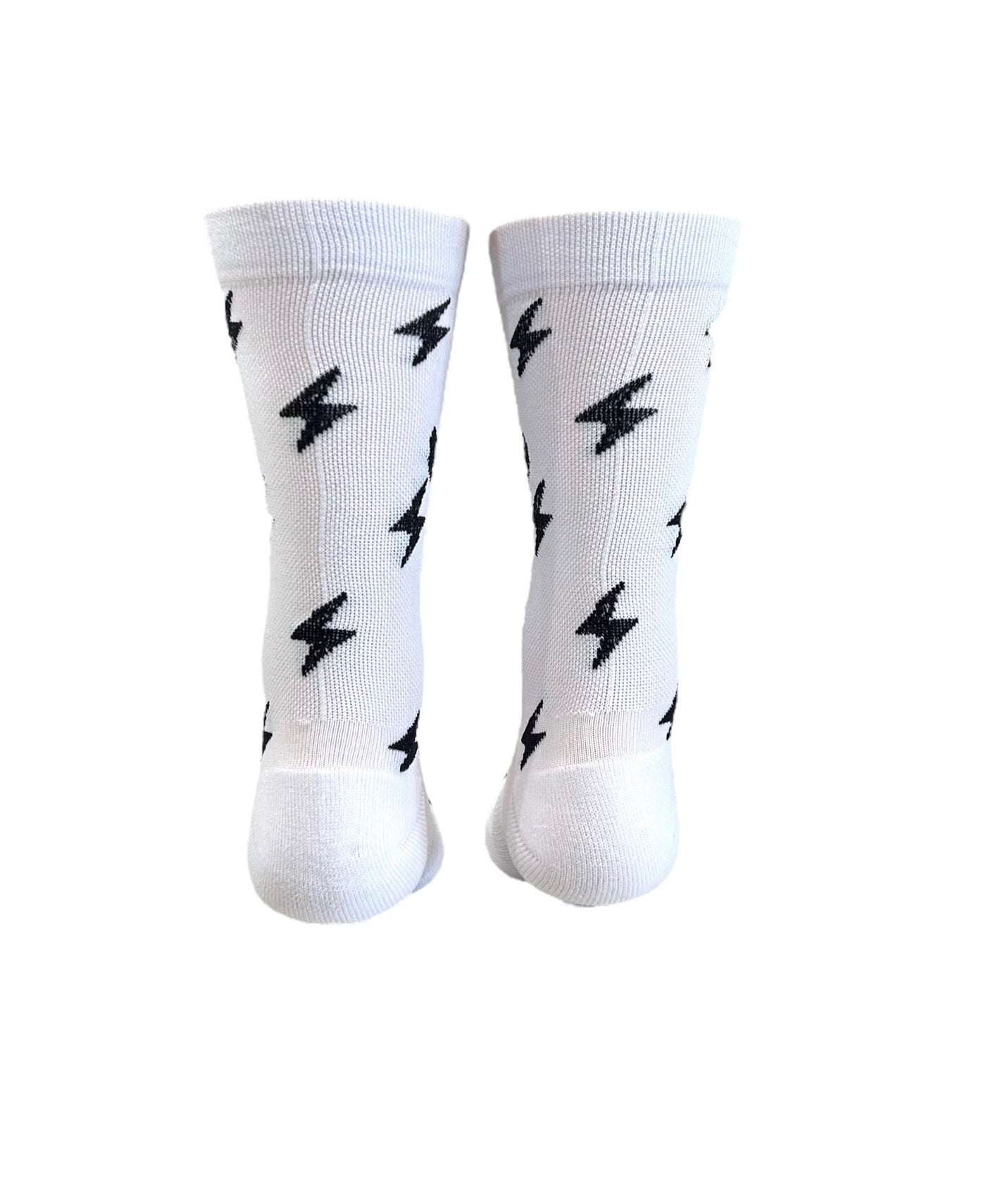 The Most “Electrifying White and Black” men’s and woman 6” compression cycling and running socks.