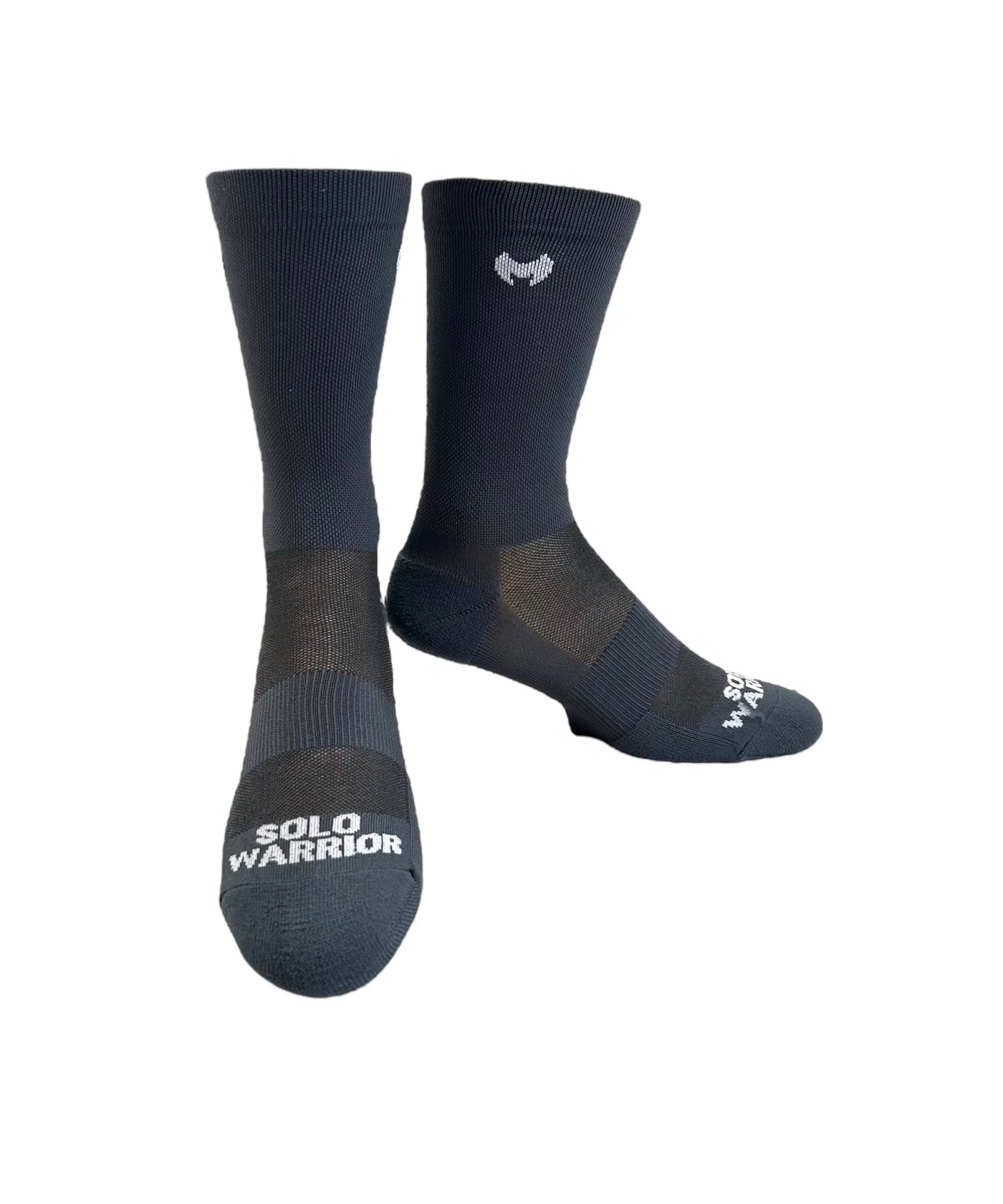 2.0 Solid dark gray and white  6" Men's and Women's cycling sock with compression.