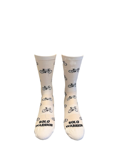 “Bike Life” is a 6" White and black, men and women's cycling, running, and fitness sock with compression.