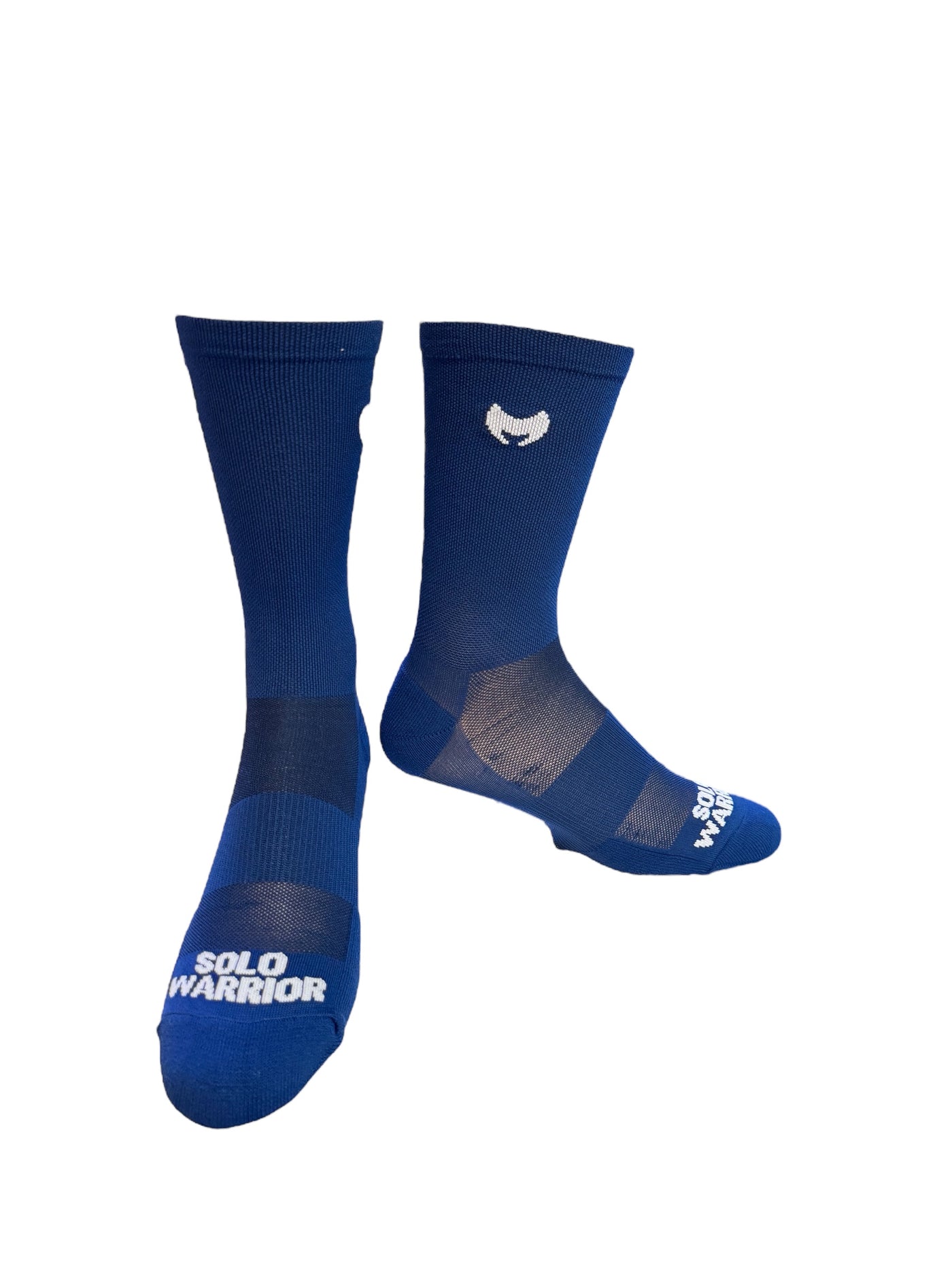 2.0 Solid Navy Blue and white &nbsp;6" Men's and Women's cycling sock with compression.
