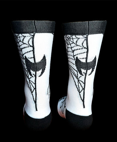 “Web Crawler” 6” black and white, Men’s and Women’s cycling sock with compression