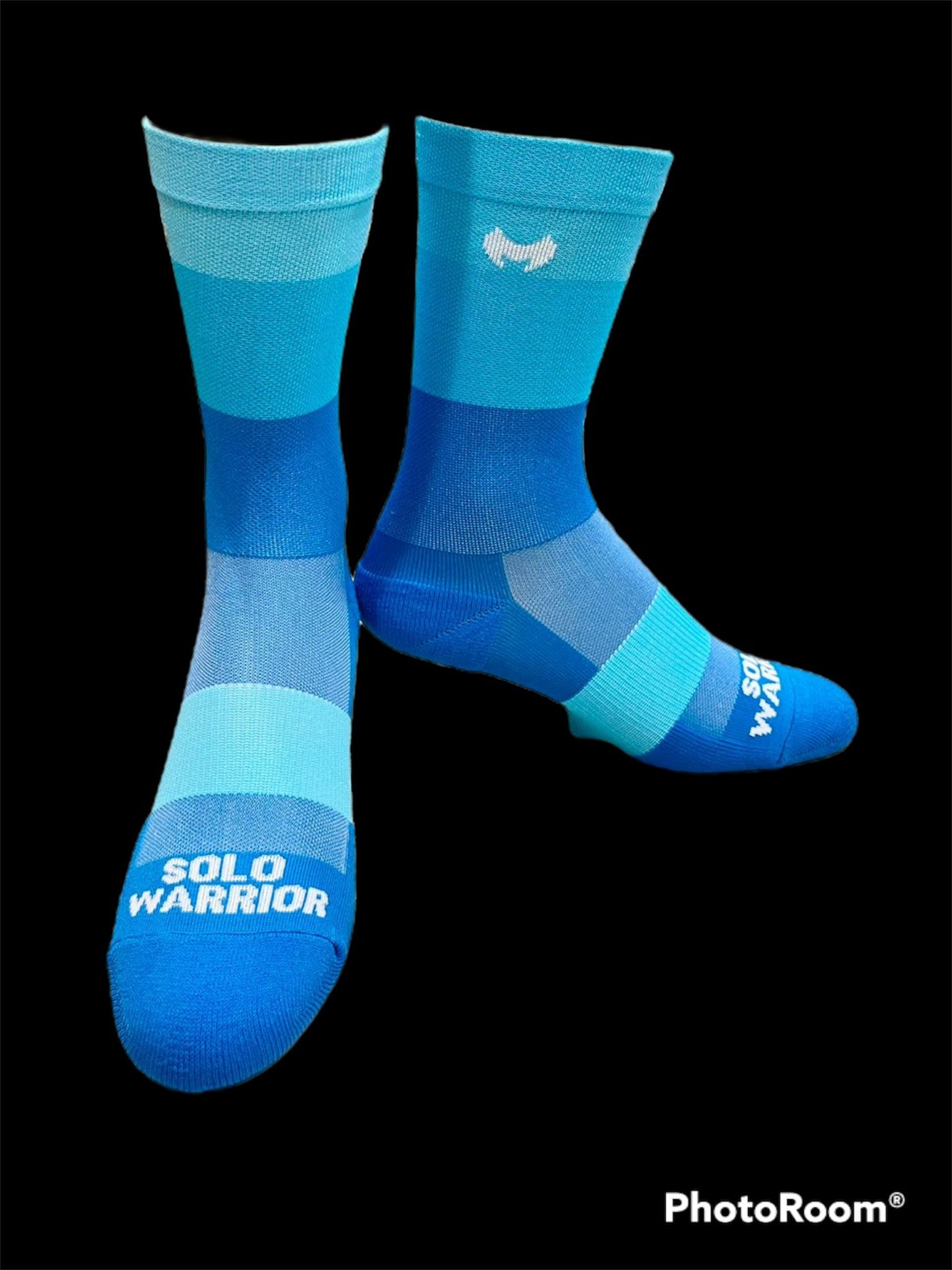 “The Trio Blue” baby,  , 6” mens and women’s cycling sock with compression.