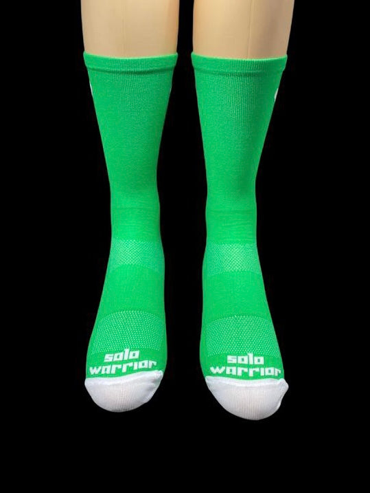2.0 Solid Green 6" Men's and Women's cycling sock with compression.