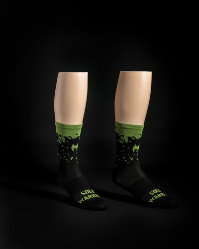 “The Dripp” 6” Black/Green compression cycling Solo Warrior sock