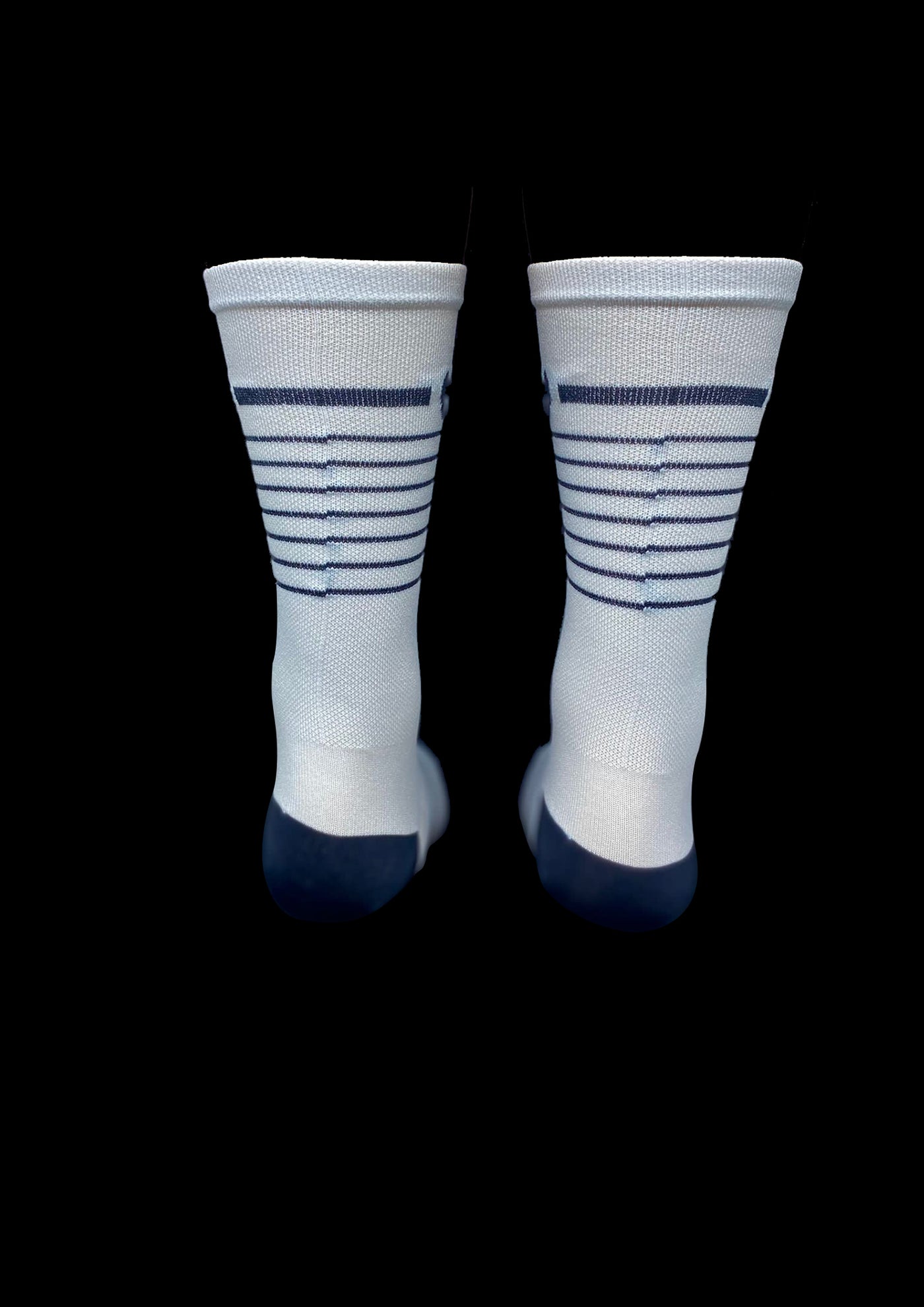 6” Men’s and Women’s classic white  and black stripes  cycling sock with compression.