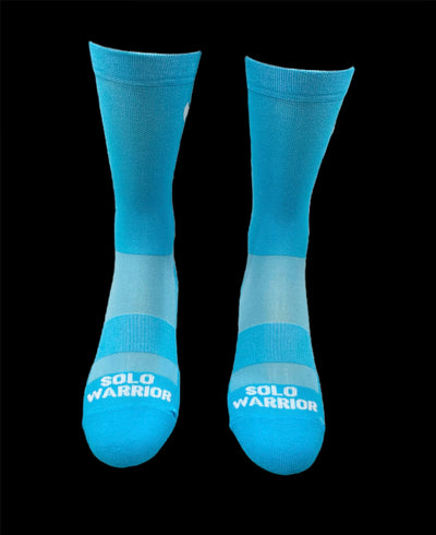 2.0 Solid baby blue and white  6" Men's and Women's cycling sock with compression