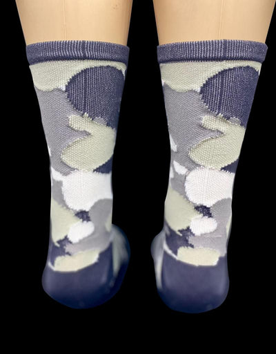 6” Tri-Gray Camo Men’s and Women’s compression cycling socks.