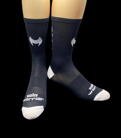 LETS RIDE! Black and white  6" Men's and Women's cycling sock with compression.