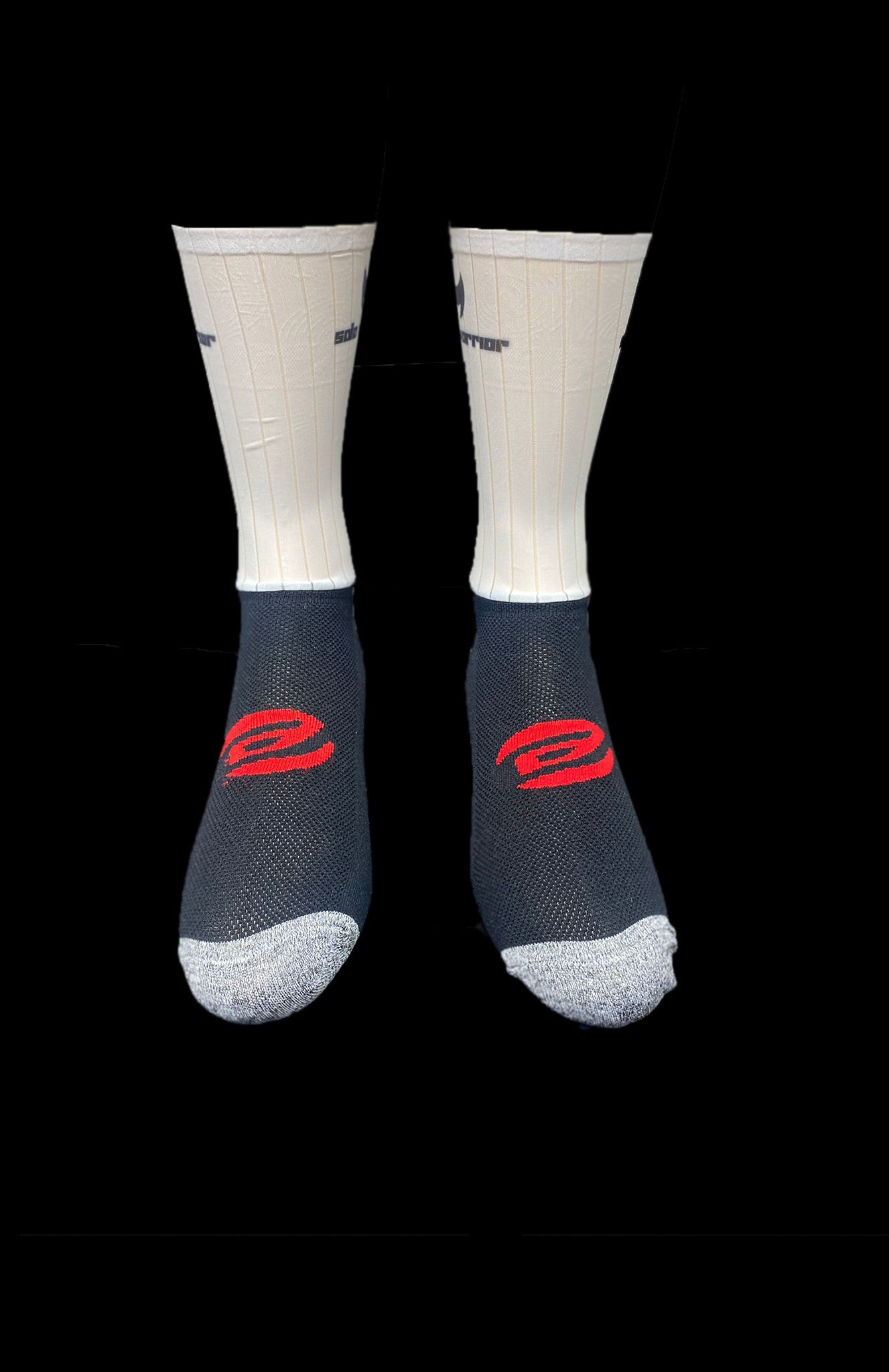 6” Solid White Aero cycling socks with compression.