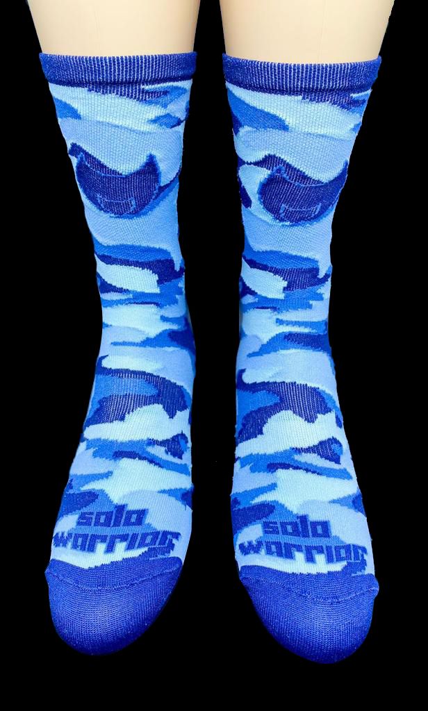 Tri-Blue Camo 6” Men’s and Women’s compression cycling socks