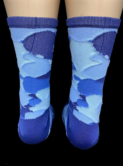 Tri-Blue Camo 6” Men’s and Women’s compression cycling socks
