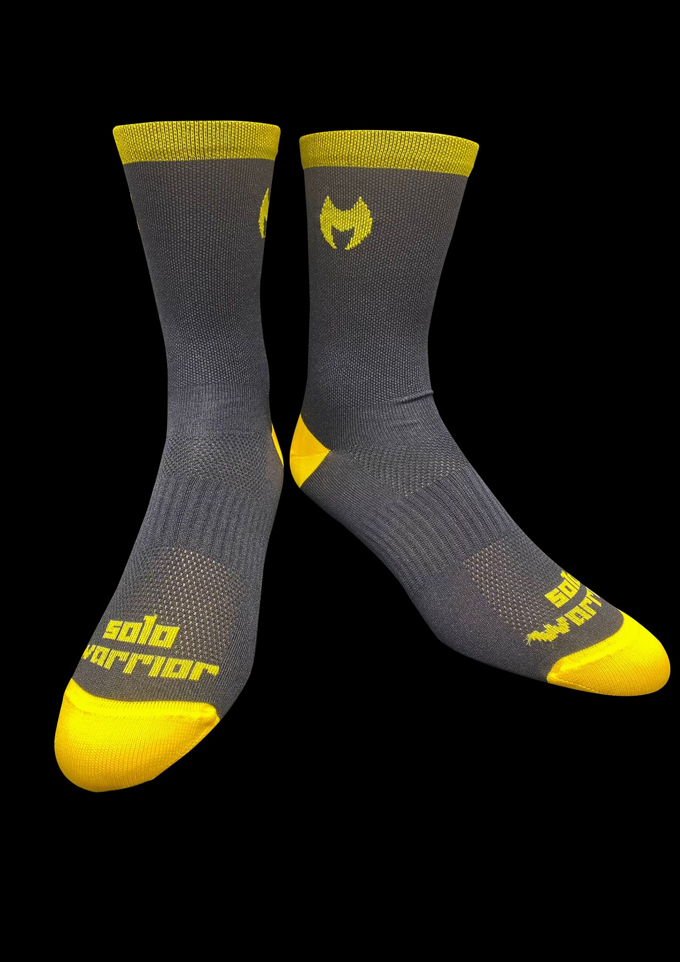 “ THE STRIP” our new  5” Cuff,  solid black with the yellow strip, cycling sock with more comfortable compression.
