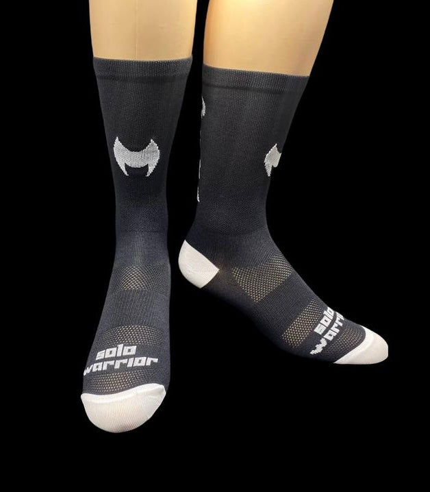 Team ALPHA black and white  6" Men's and Women's cycling sock with compression.
