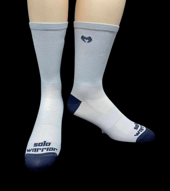 2.0 Solid light Gray 6" Men's and Women's cycling sock with compression.