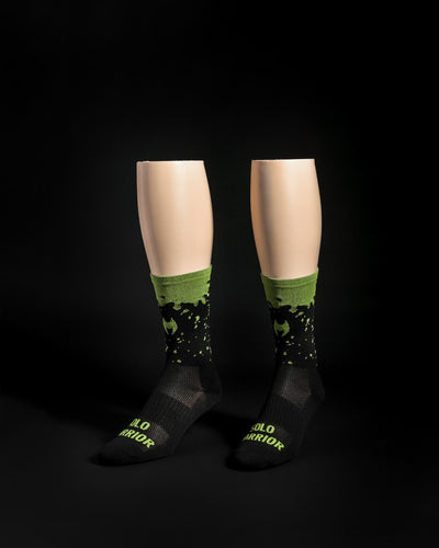 “The Dripp” 6” Black/Green compression cycling Solo Warrior sock