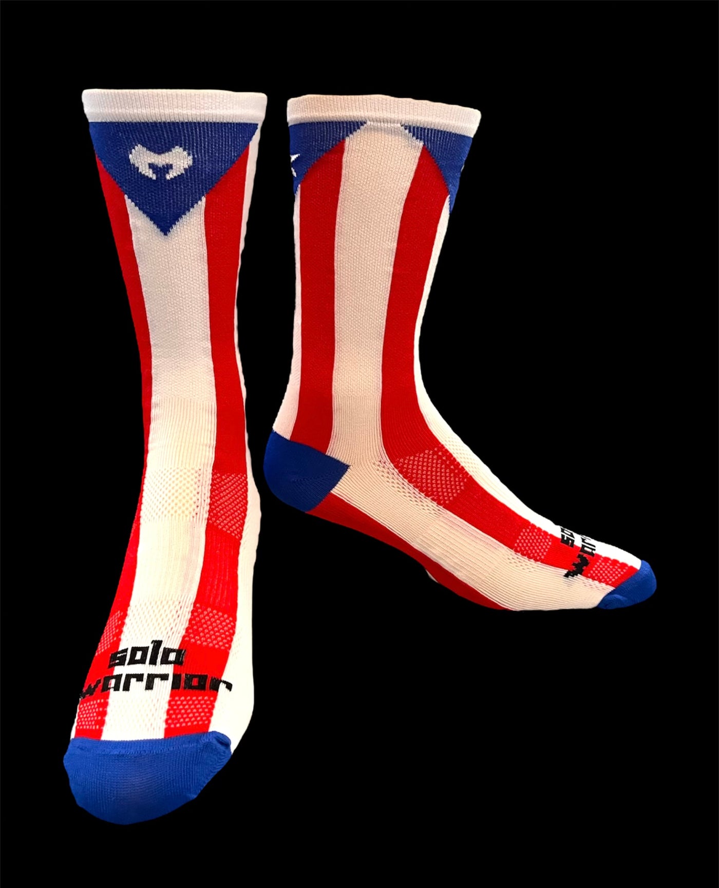 “Puerto Rico” 6”  Blue , Red and White, mens and womens cycling sock with compression