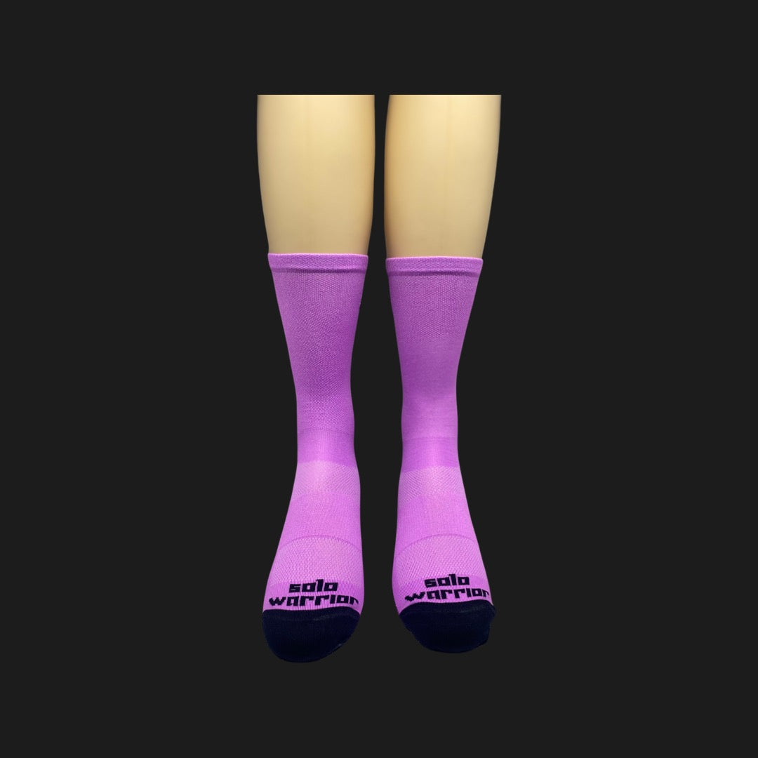 2.0 Solid Florescent Purple  6" Men's and Women's cycling sock with compression