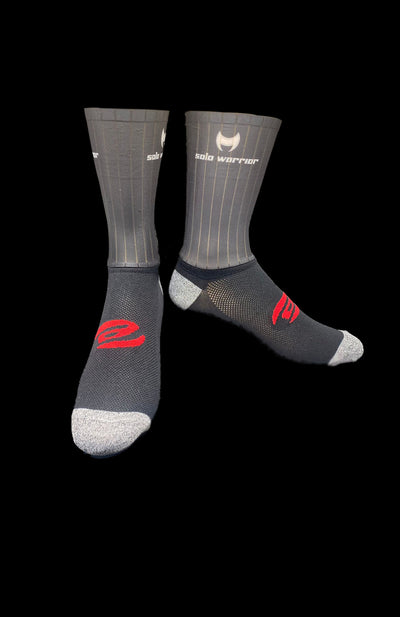 6” Solid Black Aero cycling socks with compression.