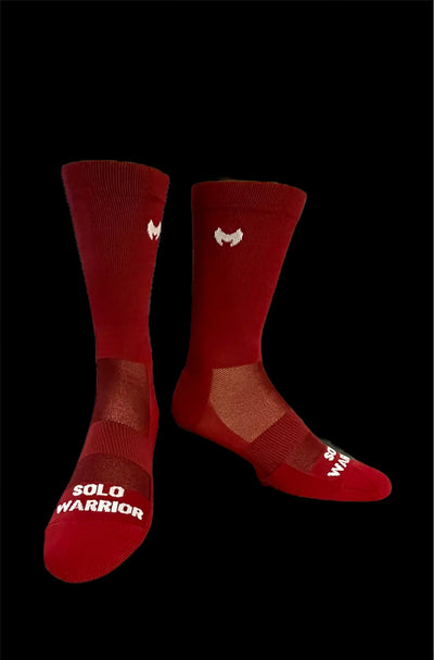 “2.0 Solid Vino and White” 6” Mens and womens cycling sock with compression.