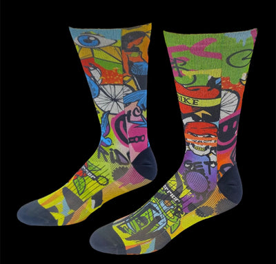 “The Master Piece” 6” blue, black, orange , white, yellow and pink compression men’s and womens cycling sock.