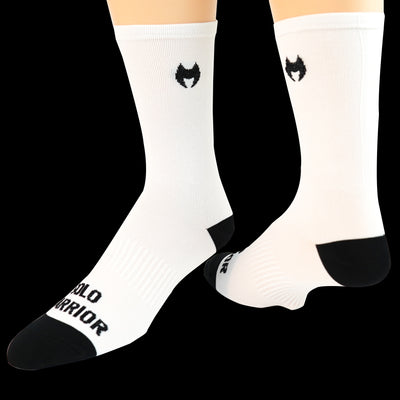 6” Men’s and Women’s, Solid White, Compression, Cycling socks.