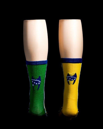 Brazilian Warrior flag 6" Men's and Women's cycling sock with compression.