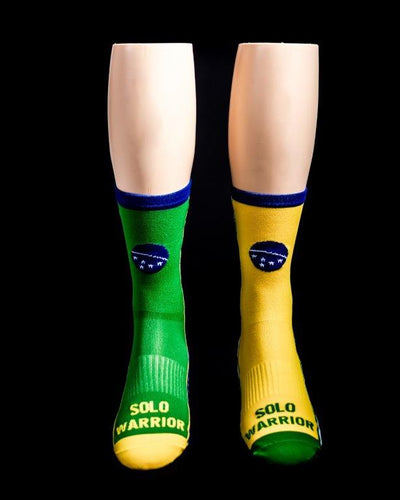 Brazilian Warrior flag 6" Men's and Women's cycling sock with compression.