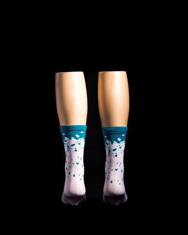 The Drip White/Mint 6" Men's & Women's cycling socks with compression.