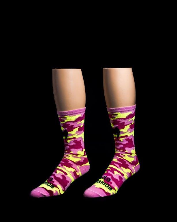 Camo Pink 6" Men's & Women's cycling sock with compression