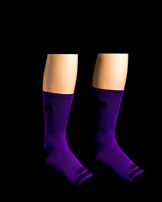 The New 2.0 6” Men’s and Women’s, Solid Purple, Compression, Cycling socks.
