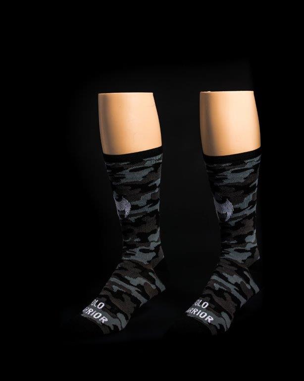 Camo Black 6" Men's & Women's cycling sock with compression.