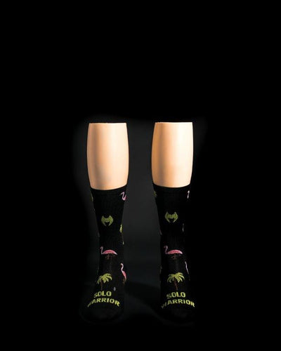 "Miami Dade" Black flamingos 6" Men's & Women's cycling socks with compression