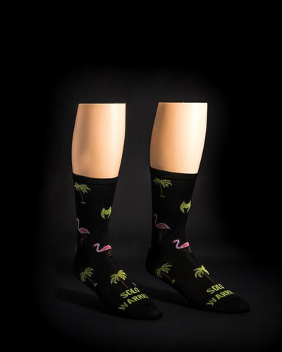 "Miami Dade" Black flamingos 6" Men's & Women's cycling socks with compression