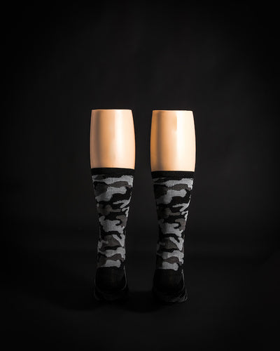 Camo Black 6" Men's & Women's cycling sock with compression.