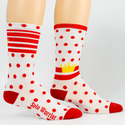 NEW KOM/QOM WHITE/RED 6" Men's & Women's cycling socks with compression.
