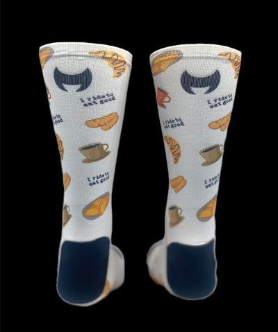 “The Sweet Tooth”is a 6” white/black/brown blend men’s and women’s cycling and running sock with compression.