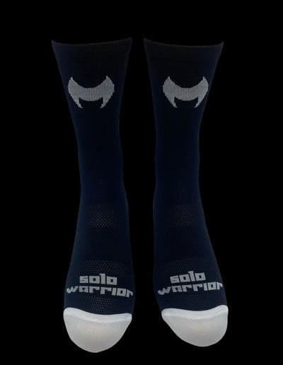 “BIKE GIRL!”Black and white 6" Women's cycling sock with compression.