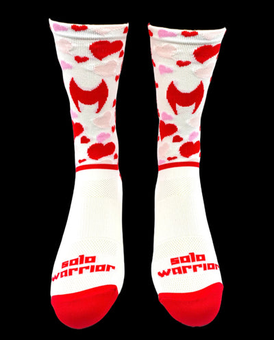 The Hearts”  is The  Men's and Women’s 6” Cycling Compression Socks that expresses love to your passion. (Pink, red, and white )