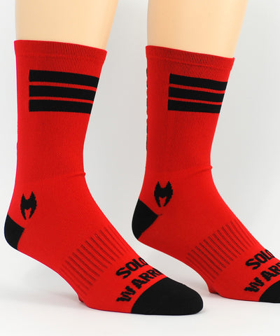 " Good Vibes " Red and black  6" Men's and Women's cycling sock with compression