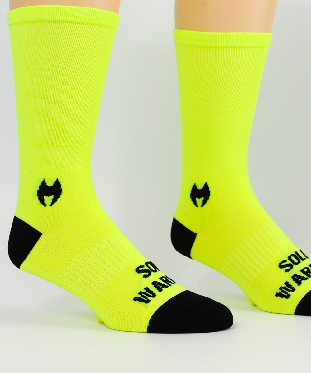 Solid Neon Green 6" Men's & Women's cycling socks with compression.