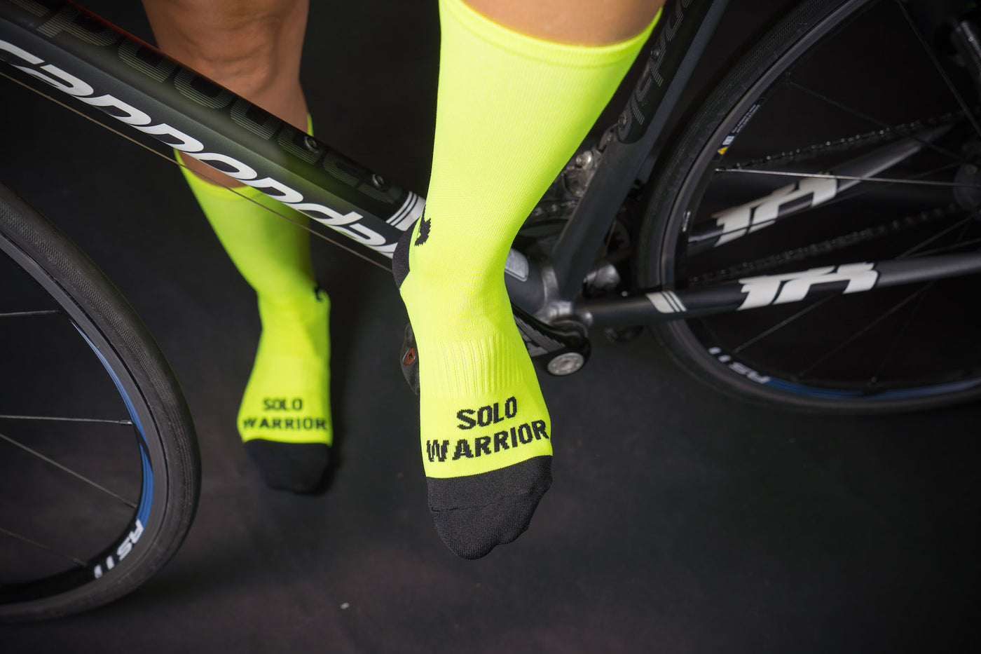 Solid Neon Green 6" Men's & Women's cycling socks with compression.