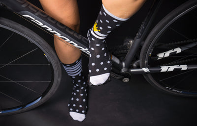 NEW KOM BLACK  6” men's and women’s cycling compression sock.